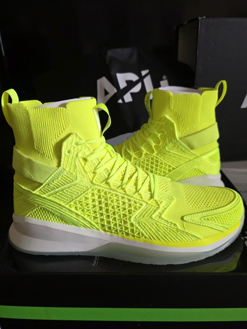 Men's APL Concept X basketball sneakers in a vibrant neon yellow Sz 11.5